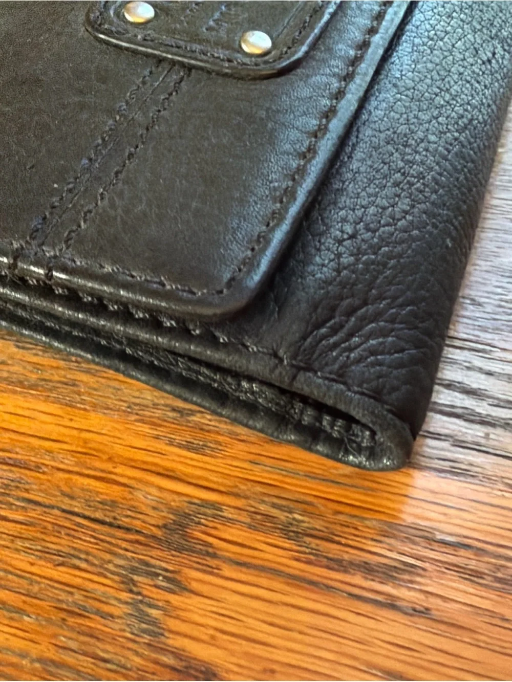 FOSSIL Long Live Vintage 1954 Trifold Wallet Women’s Black Leather 5.5'x4